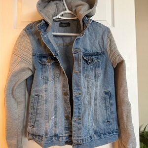 Primark Blue Denim Jacket with Gray Sleeves